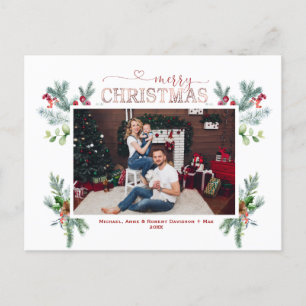 Cartes Pour Fêtes Annuelles Charm Holidays Family Photo Gold Joyeux Noël