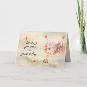Cartes Pour Fêtes Annuelles Charmant Aquarelle vache de Noël