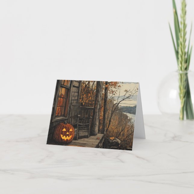 Cartes Pour Fêtes Annuelles Charmant corps de ferme rustique pour Halloween (Devant)