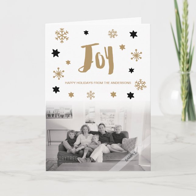Cartes Pour Fêtes Annuelles Charmante Joie branchée Photo de vacances (Devant)