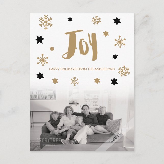 Cartes Pour Fêtes Annuelles Charmante Joie branchée Photo de vacances (Devant)