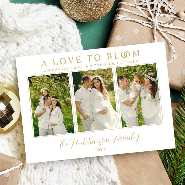Cartes Pour Fêtes Annuelles Charming Elegant Love Christmas 3 Photos Collage (Charming Elegant Love Christmas 3 Photos Collage Holiday Card with Envelope. )