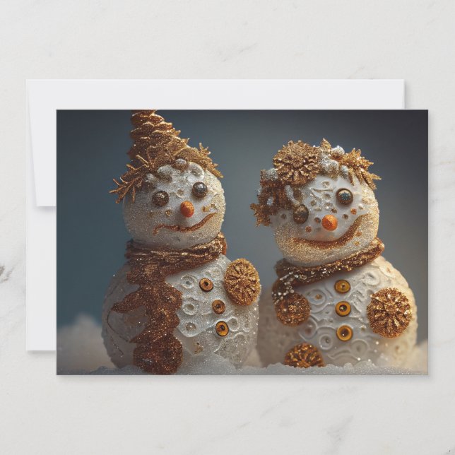 Cartes Pour Fêtes Annuelles Charming Snowmen avec Accent Parties scintillant e (Devant)
