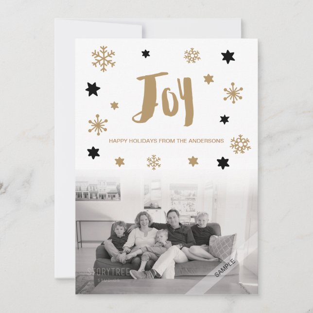 Cartes Pour Fêtes Annuelles Charming Trendy Joy Holiday Photo (Devant)