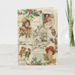 Cartes Pour Fêtes Annuelles Charming Vintage Noël Ephemera Collage