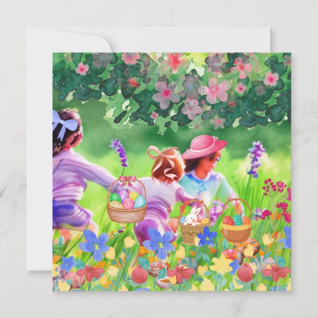 Cartes Pour Fêtes Annuelles Chasse aux oeufs de Pâques (Devant)