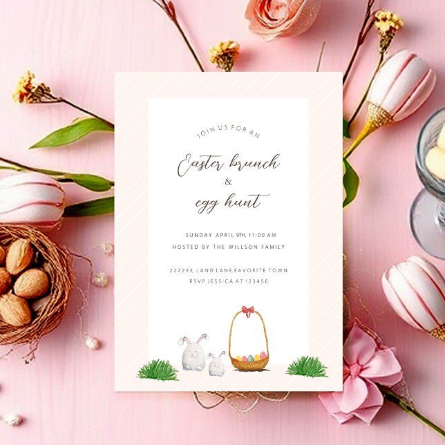 Cartes Pour Fêtes Annuelles Chasse aux oeufs de Pâques Brunch de Pâques Aquare (Créateur téléchargé)