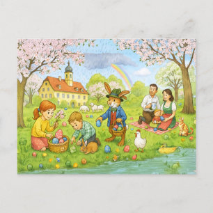 Cartes Pour Fêtes Annuelles Chasse aux oeufs de Pâques dans le parc