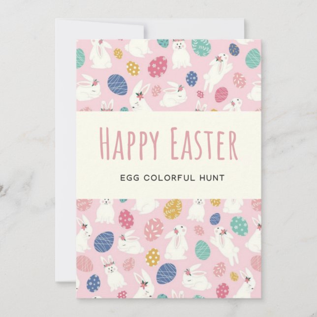 Cartes Pour Fêtes Annuelles Chasse aux œufs de Pâques et brunch Œufs colorés (Devant)