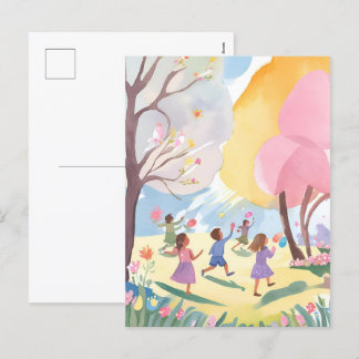 Cartes Pour Fêtes Annuelles Chasse aux œufs de Pâques pastel Fleurie Aquarelle