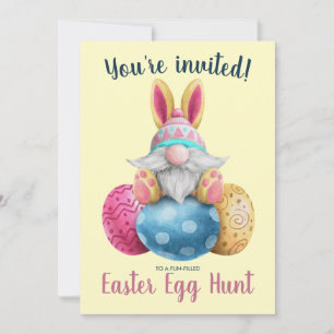 Cartes Pour Fêtes Annuelles Chasse aux oeufs Gnome de Pâques mignonne Invitati