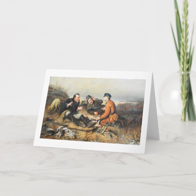 Cartes Pour Fêtes Annuelles Chasseurs faisant une pause (Devant)