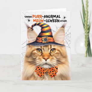 Cartes Pour Fêtes Annuelles Chat à coon orange Maine PURRanormal MEOWolween