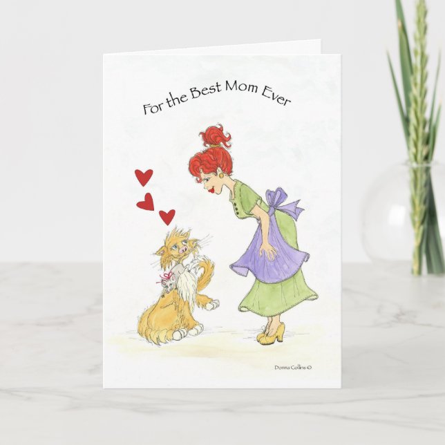 Cartes Pour Fêtes Annuelles Chat avec souris pour maman Valentine Card (Devant)