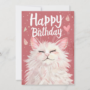 Cartes Pour Fêtes Annuelles Chat blanc Joyeux anniversaire