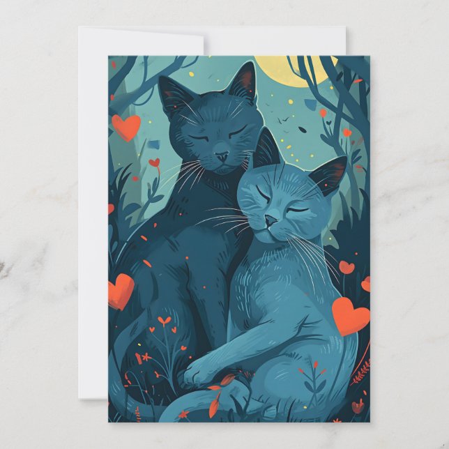 Cartes Pour Fêtes Annuelles chat bleu russe Saint-Valentin  (Devant)