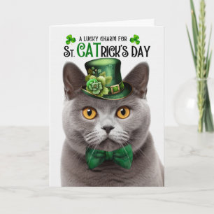 Cartes Pour Fêtes Annuelles Chat British Shorthair St CATrick's Day Lucky Char