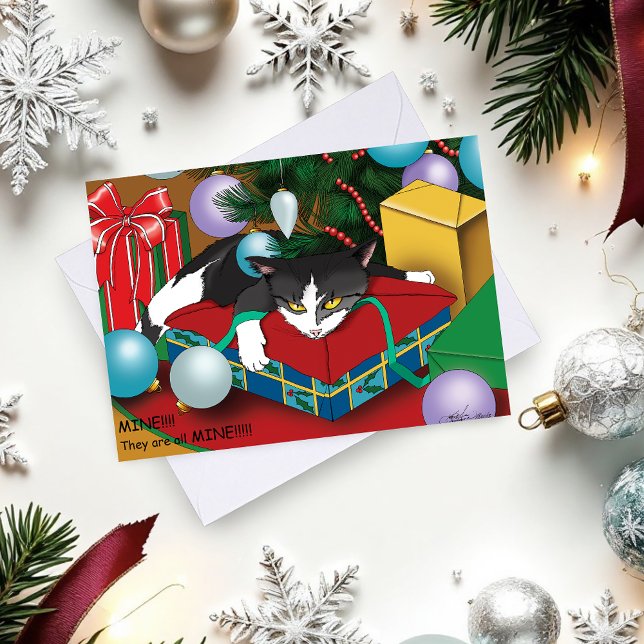 Cartes Pour Fêtes Annuelles Chat cadeau de Noël (Créateur téléchargé)