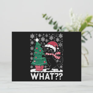 Cartes Pour Fêtes Annuelles Chat Ce Chat Noir Drôle Poussant Arbre De Noël