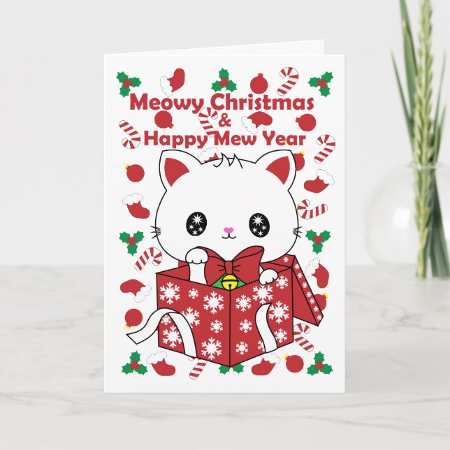 Cartes Pour Fêtes Annuelles Chat chanceux Joyeux Noël et Bonne Année Japon (Devant)