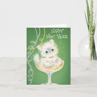 Cartes Pour Fêtes Annuelles Chat Chat Chat vintage Nouvelle Année