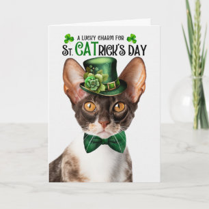 Cartes Pour Fêtes Annuelles Chat Cornish Rex de la Saint-CATrick Chanceuse