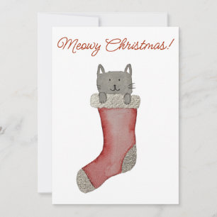 Cartes Pour Fêtes Annuelles Chat dans Chaussette