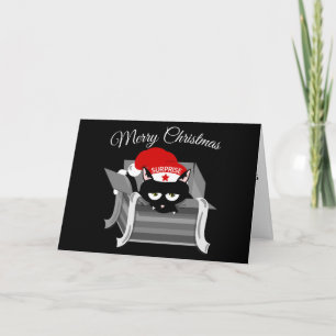 Cartes Pour Fêtes Annuelles Chat dans une boîte Noël drôle