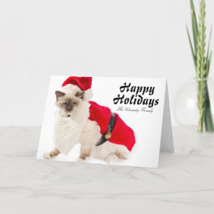 Cartes Pour Fêtes Annuelles Chat de Birman dans le costume de Père Noël