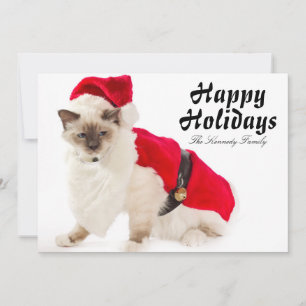 Cartes Pour Fêtes Annuelles Chat de Birman dans le costume de Père Noël