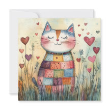 Chat de la Saint-Valentin en patchwork