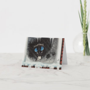 Cartes Pour Fêtes Annuelles Chat de neige d'hiver de Siamese par BiHrLe Card