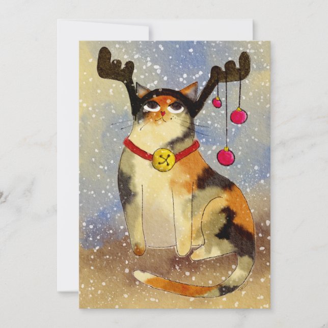 Cartes Pour Fêtes Annuelles Chat de Noël (Devant)