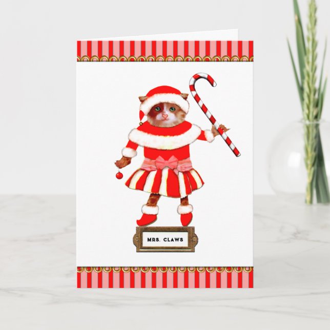 Cartes Pour Fêtes Annuelles Chat de Noël amusant (Devant)