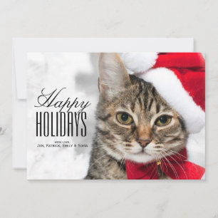 Cartes Pour Fêtes Annuelles Chat de Noël au casquette rouge de père Noël
