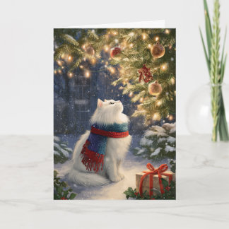 Cartes Pour Fêtes Annuelles Chat de Noël blanc