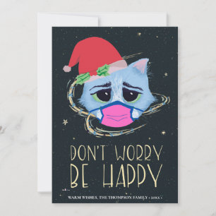 Cartes Pour Fêtes Annuelles Chat de Noël en masque facial   Ne vous inquiétez 