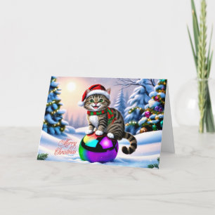 Cartes Pour Fêtes Annuelles Chat de Noël en plein air
