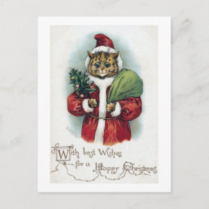 Cartes Pour Fêtes Annuelles Chat de Noël, Louis Wain