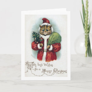 Cartes Pour Fêtes Annuelles Chat de Noël, Louis Wain