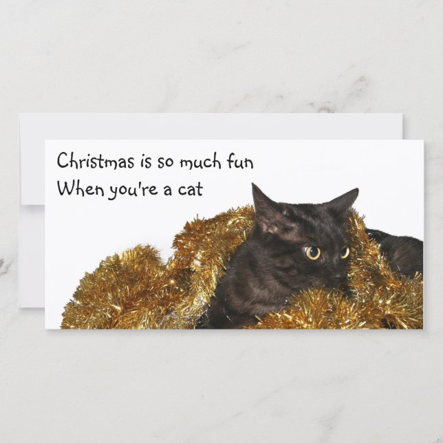 Cartes Pour Fêtes Annuelles Chat de Noël noir (Devant)