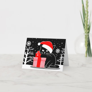 Cartes Pour Fêtes Annuelles Chat de Noël noir