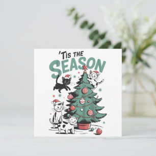 Cartes Pour Fêtes Annuelles Chat de Noël Rétro C'est La Saison Meowy Catmas 