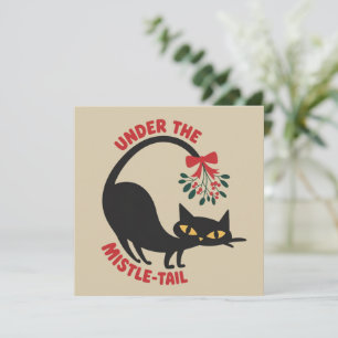 Cartes Pour Fêtes Annuelles Chat de Noël sous le gui rétro milieu du siècle