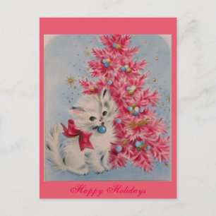 Cartes Pour Fêtes Annuelles Chat de Noël vintage 1940