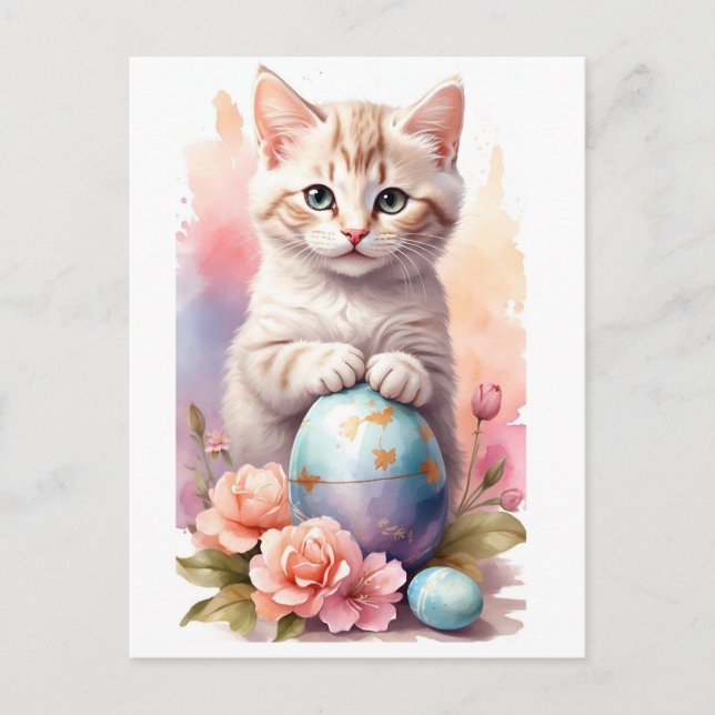 Cartes Pour Fêtes Annuelles Chat de Pâques (Devant)