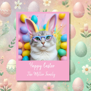 Cartes Pour Fêtes Annuelles Chat de Pâques Whimsical avec oreilles lapin