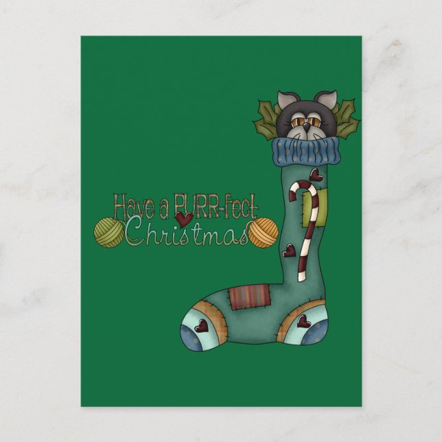 Cartes Pour Fêtes Annuelles Chat de réserve de Noël parfait (Devant)