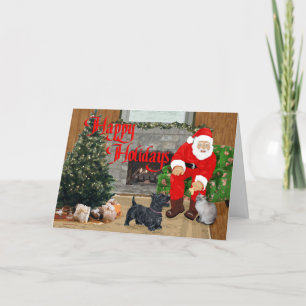 Cartes Pour Fêtes Annuelles Chat de Siamese et Noël écossais
