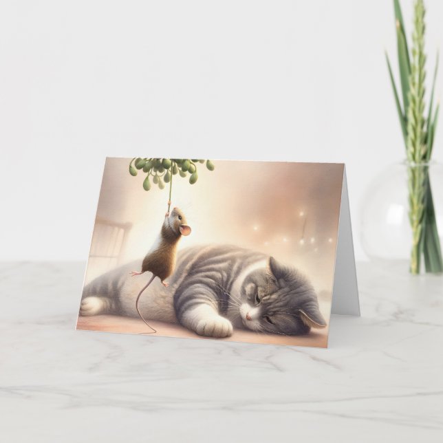 Cartes Pour Fêtes Annuelles Chat de souris sous la souris (Devant)